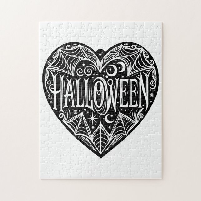 Halloween-hjärta, svart hjärta, högtid pussel (Vertikal)