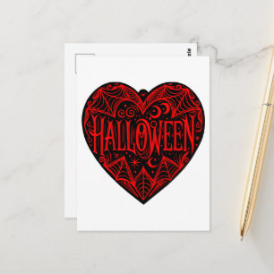 Halloween-hjärta, svart hjärta, högtid vykort