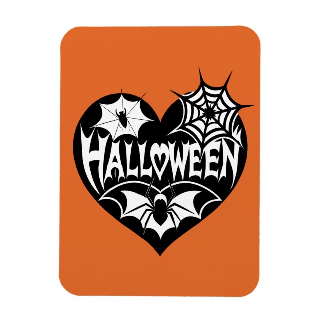 Halloween-hjärta, svart hjärta, spindelnät magnet (Vertikal)