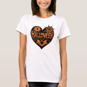 Halloween-hjärta, svart hjärta, spindelnät t shirt