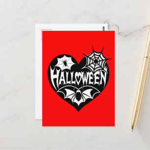 Halloween-hjärta, svart hjärta, spindelnät vykort