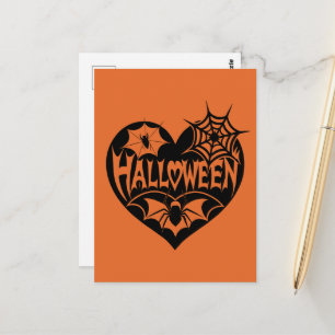 Halloween-hjärta, svart hjärta, spindelnät vykort