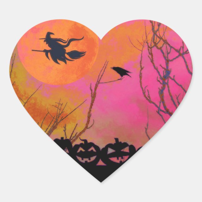 Halloween Hjärtformat Klistermärke (Framsida)
