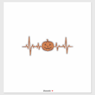 Halloween Hjärtslag Pumpa Vintage Vektor Design_ Klistermärken