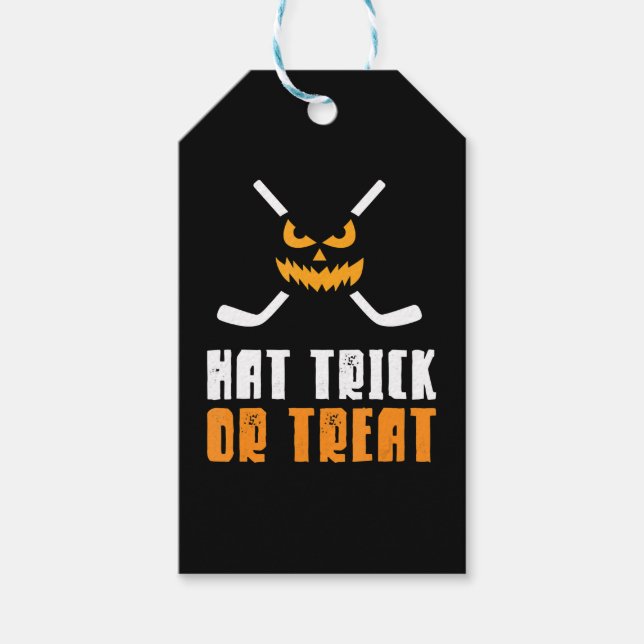 Halloween Hockey Hat Bus eller godis Halloween Presentetikett (Framsidan)