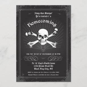 Halloween Homecoming Pirat Party bjudande Inbjudningar