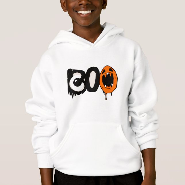 Halloween Hoodie-killingar - Unik "BOO" Minimal ut T Shirt (Framsida)