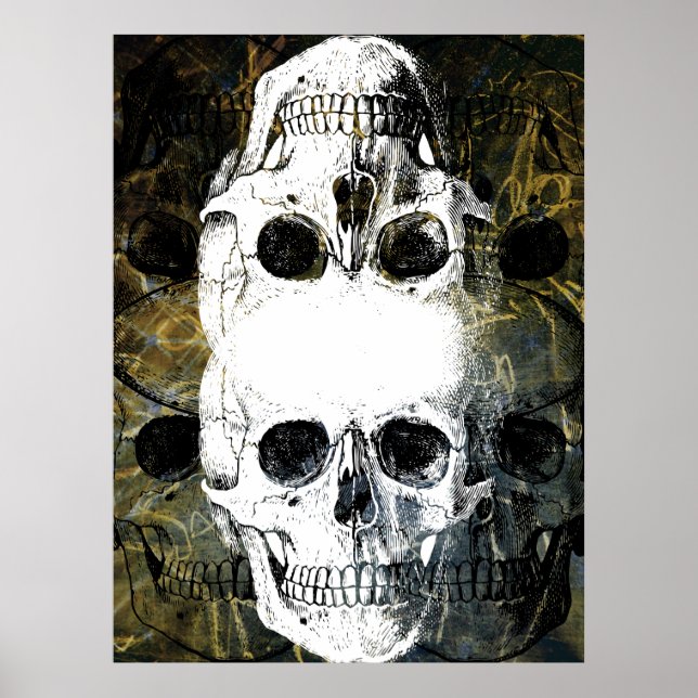 Halloween Horror - 3 Skulls Graffiti Burst Poster (Framsidan)
