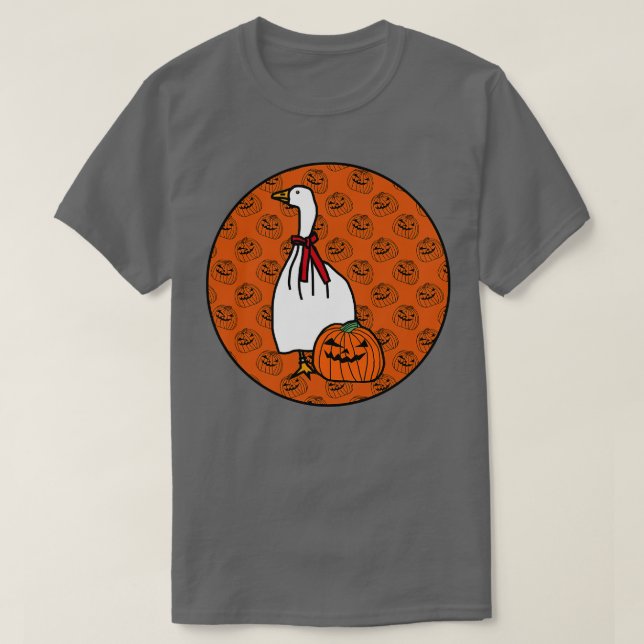 Halloween Horror Goose Orange Round T Shirt (Design framsida)