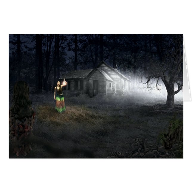 Halloween Horror House Hälsningskort (Framsidan Horizontal)