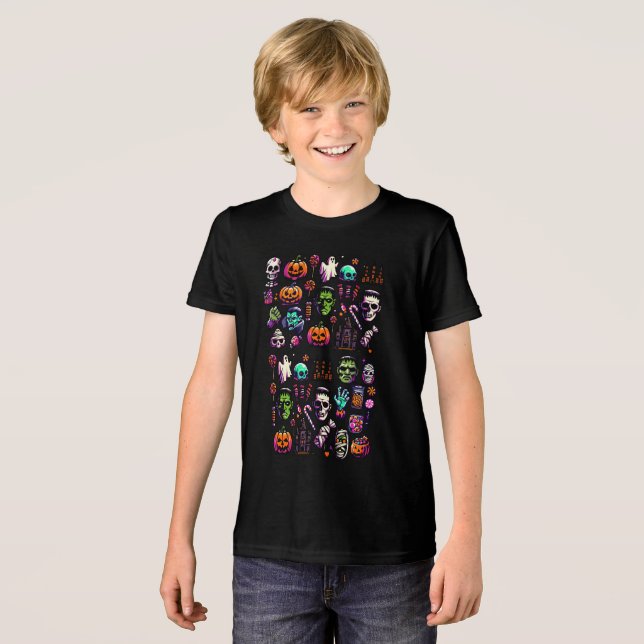 Halloween Horror & Monster Icon Art T-Shirt (Framsida Full)