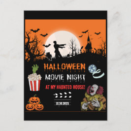 Halloween Horror Movie Night Party Invitation Helg Vykort
