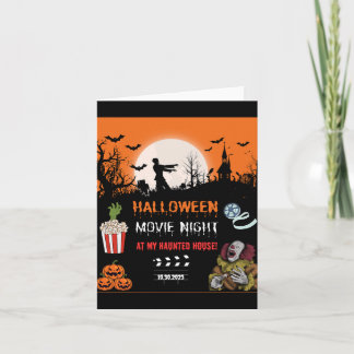 Halloween Horror Movie Night Party Invitation Inbjudan