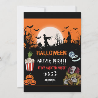 Halloween Horror Movie Night Party Invitation Tack Kort