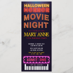 Halloween Horror Movie Party Biljett Pass Birthday Inbjudningar