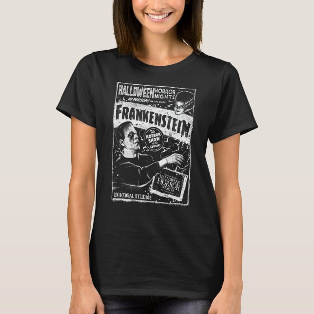Halloween Horror Nights Frankenstein & Bride Fr T Shirt (Framsida)