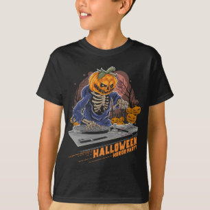 Halloween Horror Party Pumpkin Head DJ T Shirt