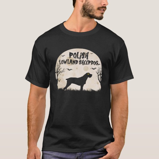 Halloween Horror Polish Lowland Sheepdog T Shirt (Framsida)