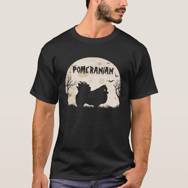 Halloween Horror Pomeranian T Shirt (Framsida)