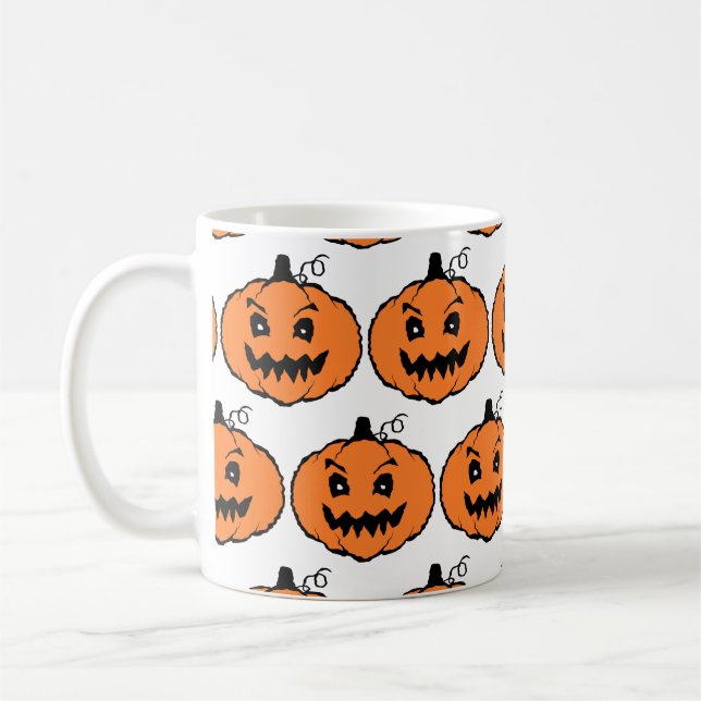 Halloween Horror Pumpkin Mönster Kaffemugg (Vänster)