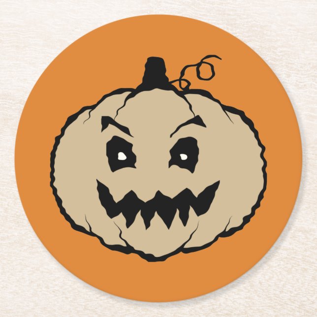 Halloween Horror Pumpkin Zombie Underlägg Papper Rund (Framsidan)