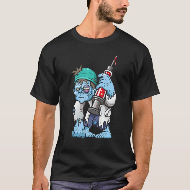 Halloween Horror Scary Doktor Nurse Zombie Monster T Shirt (Framsida)