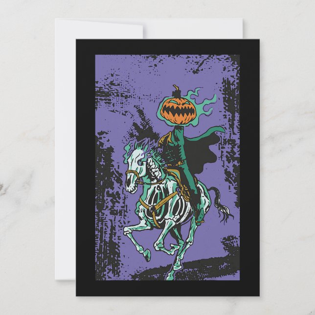 Halloween Horror Skeleton Cowboy Riding Horse Hall Inbjudningar (Framsida)