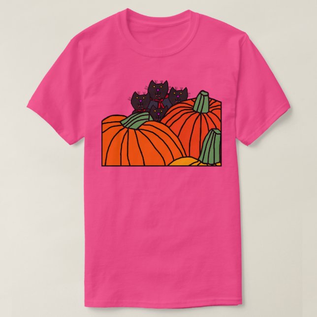 Halloween Horror Vampire Cats och Pumpkins T Shirt (Design framsida)