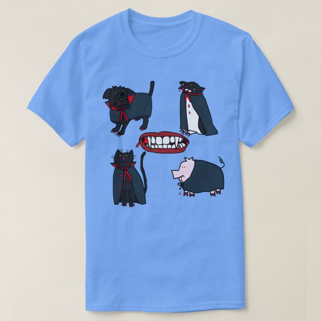 Halloween Horror Vampire Cute Animals T Shirt (Design framsida)