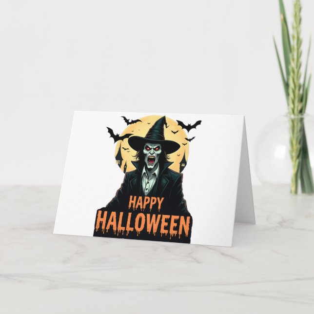 Halloween Horror Witch med Red Ögon Inbjudan (Framsida)
