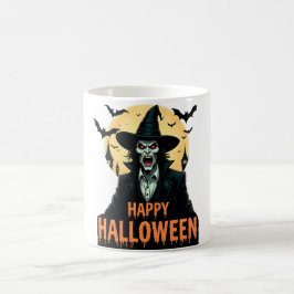 Halloween Horror Witch med Red Ögon Kaffemugg