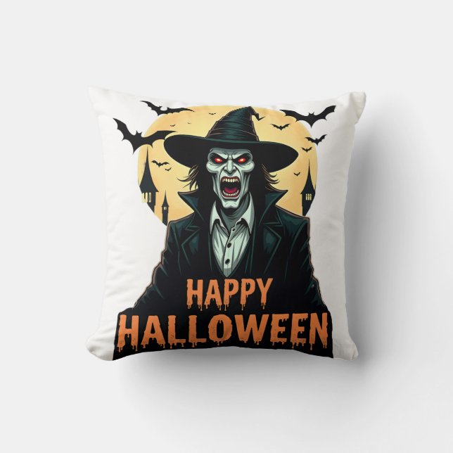 Halloween Horror Witch med Red Ögon Kudde (Framsida)