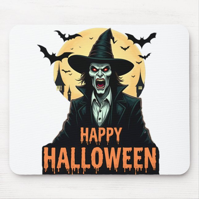 Halloween Horror Witch med Red Ögon Musmatta (Framsidan)