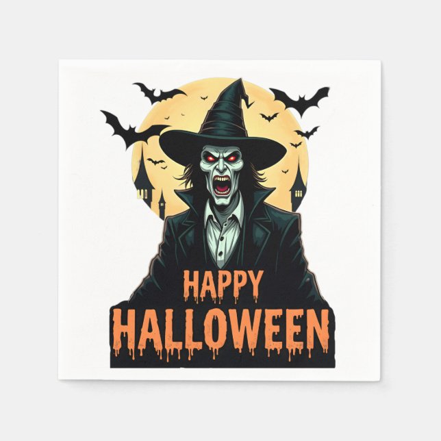 Halloween Horror Witch med Red Ögon Pappersservett (Framsidan)