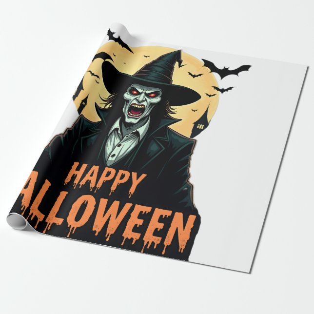 Halloween Horror Witch med Red Ögon Presentpapper (Utrullad)