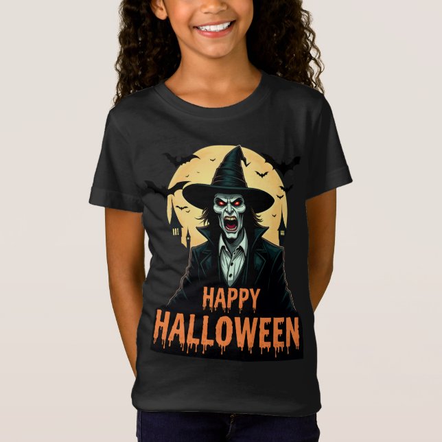 Halloween Horror Witch med Red Ögon T Shirt (Framsida)