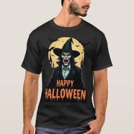 Halloween Horror Witch med Red Ögon T Shirt