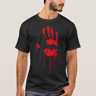 Halloween Horror Zombie Costume Top Bloody Handpri T Shirt