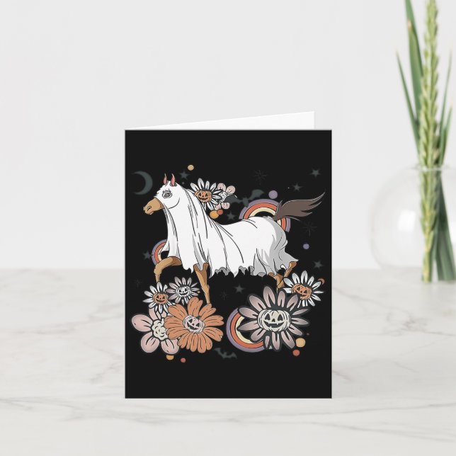 Halloween Horse Costume Ghost Boo Pumpkin Spooky S Kort (Framsida)