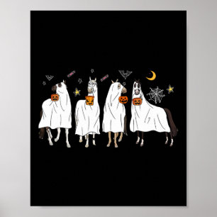 Halloween Horse Ghost Boo Pumpkin Costume För mana Poster