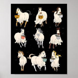 Halloween Horse Ghost Boo Pumpkin Costume För mana Poster