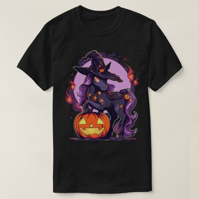 Halloween Horse Witch Hat Horse Rider T Shirt (Design framsida)