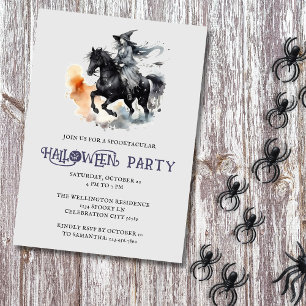 Halloween Horse Witch Spooky Equestrian Party Inbjudningar