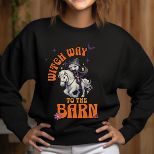 Halloween Horse Witch Way mot Barn T Shirt