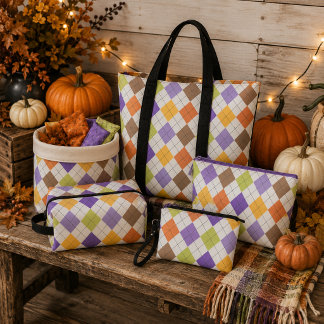 Halloween Höst Argyle Lila Orange & Limegrön Tyg