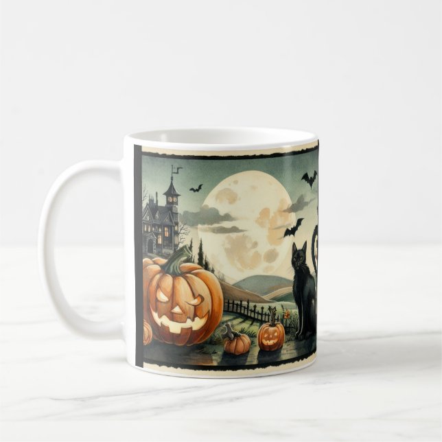 Halloween/Höst/Höst/pumpa/katt Kaffemugg (Vänster)