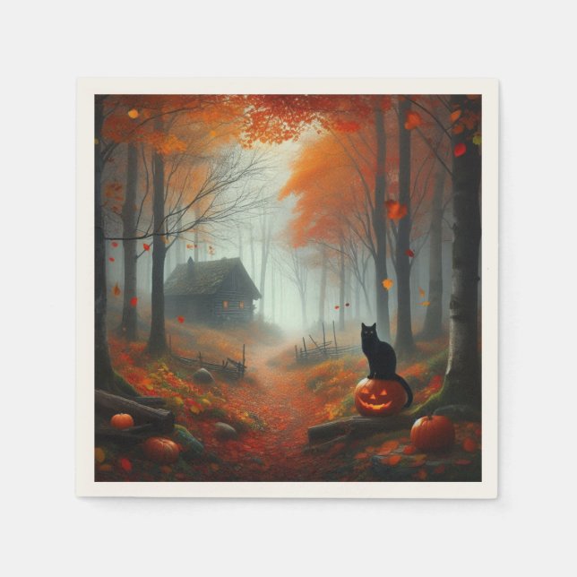 Halloween/Höst/Höst/pumpa/katt  Pappersservett (Framsidan)