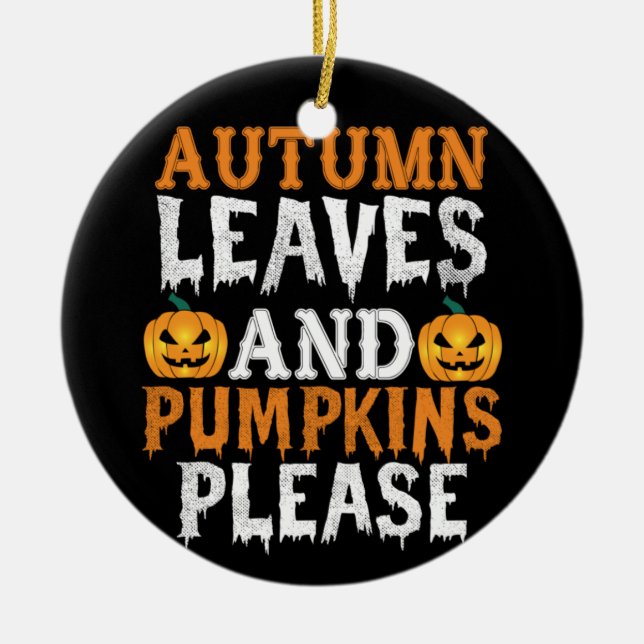 Halloween Höst löv och Pumpkins Birthday Julgransprydnad Keramik (Framsidan)