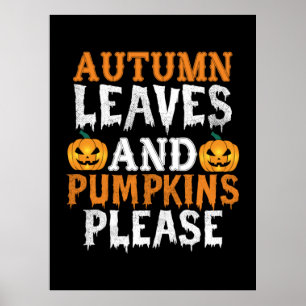 Halloween Höst löv och Pumpkins Birthday Poster