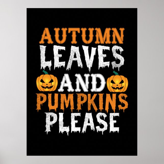 Halloween Höst löv och Pumpkins Birthday Poster (Framsidan)